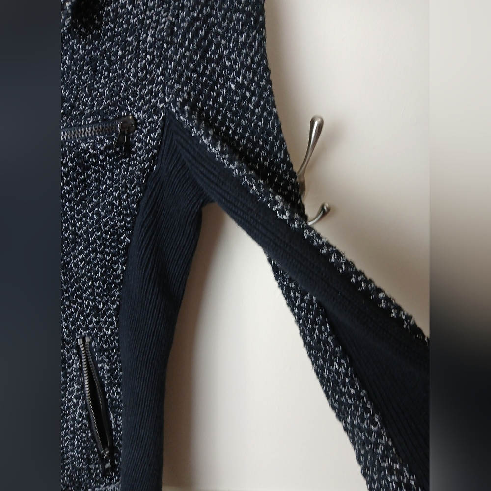 🍂 Rag & Bone Grey & Black Knitted & Fitted Zip up Jacket with flared collar XS - Picture 6 of 12